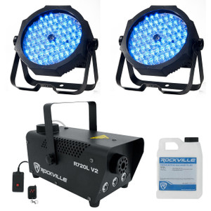 ELIMINATOR LIGHTING (2) Eliminator American DJ MEGA GO PAR 64E RGB+UV DMX Par Can Wash Lights+Fogger 