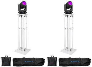 AMERICAN DJ 2) ADJ Vizi Beam CMY LED DMX Gobo Beam Spot Wash Moving Head Lights+Totem Stands 