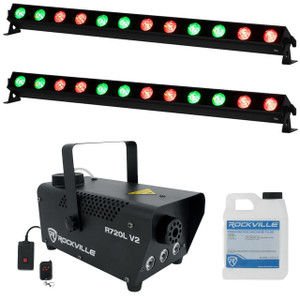 AMERICAN DJ (2) American DJ ADJ UBL12H IP20 LED RGBAL DMX Wash Strip Light Bars+Fog Machine 