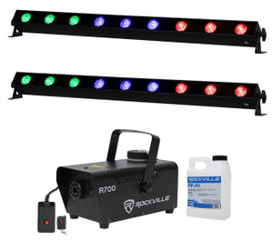 AMERICAN DJ (2) American DJ ADJ UBL6H IP20 6x20w LED RGBAL Wash Light Strip Bars+Fog Machine 