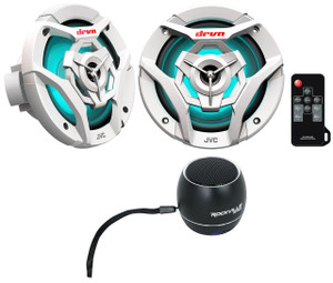 JVC (2) JVC CS-DR621MWL 6.5" 75w RBG LED White Marine Boat Speakers+Home Speaker 