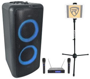  Rockville ELITE PARTY 65 Karaoke Machine System w/ 2) Wireless Mics+Tablet Stand 