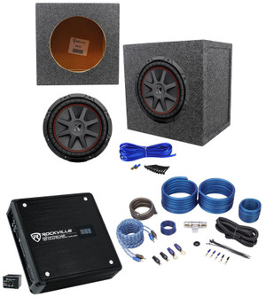 Kicker 43CVR102 COMPVR 10" 700W Car Subwoofer+Mono Amplifier+Sealed Box+Amp Kit