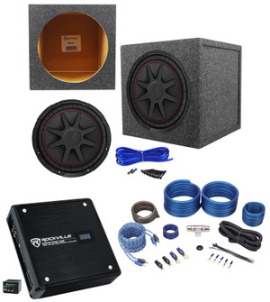 Kicker 43CVR122 COMPVR 12" 800 Watt Subwoofer+Sealed Box+Mono Amplifier+Amp Kit