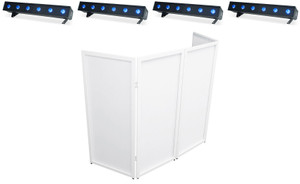 (4) American DJ ADJ ULTRA HEX BAR 6 RF DMX Wash/Strobe Effect Light Bars+Facade