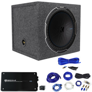 Kicker 51CWQ152 COMP Q 15" 1200w Car Subwoofer+Sealed Box+Mono Amplifier+Amp Kit