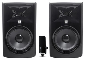 2) JBL 308P MkII 8" Studio Reference Monitors Monitorings Speaker + Presonus Mic