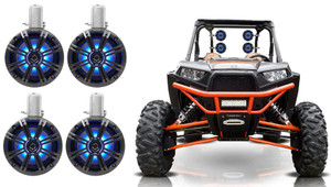 4 KICKER 45KMTC65 6.5" 780w Tower Speakers w/LED's for Polaris RZR/ATV/UTV/Cart