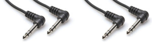 2 Hosa CSS-105RR 1/4" TRS Right Angle 5 Foot Balanced Interconnect Audio Cables