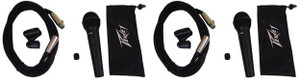 Pair of Peavey PVI100XLR Dynamic Vocal Microphones+Mic Pouch+Mic Clip+XLR Cable