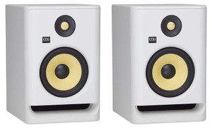 (2) KRK ROKIT RP7 G4 7" Bi-Amped Studio Monitor DSP Speakers White Noise Edition