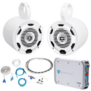 (2) MTX Audio WET77-W 7.7" 300w Marine Wakeboard Tower Speakers+Amplifier+Wires