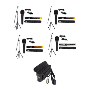 (4) Peavey MSP2 PV Series Microphones+Mic Cables+Clips+Stands w/6 Space Mic Bag