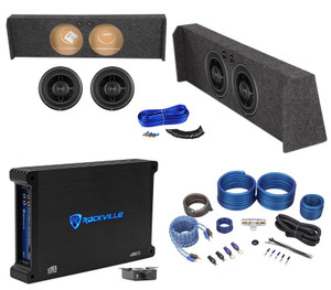 Sub Box+ 2 Rockford Fosgate 12" Slim Subs+Amp For 2009-Up Ford F-150 SuperCrew