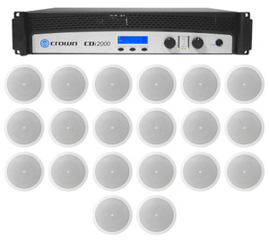 Crown CDi2000 800w 70V Commercial Amplifier+(20) JBL White 30w Ceiling Speakers