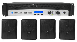 Crown CDi2000 800w 70V Commercial Amplifier+4) Black 30w JBL Wall-Mount Speakers