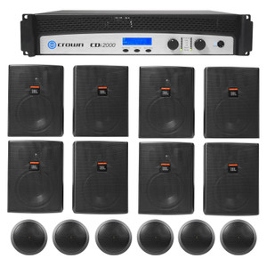 Crown CDi2000 2-Ch 800w 70V Commercial Amplifier+(8) Wall+(6) Ceiling Speakers