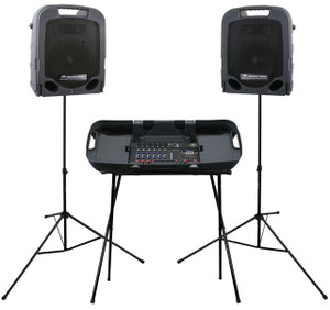  Peavey ESCORT 3000 300w Portable PA Powered Speaker System w/Mixer + Mixer Stand 