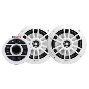  MB QUART GMR1.5S2W Marine Gauge Receiver w/ Bluetooth+(2) White 6.5" Speakers 