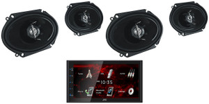 JVC KW-M180BT 6.8" Car Monitor iPhone Android Bluetooth Receiver+4 6x8" Speakers 