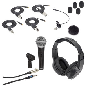 SAMSON Samson LM7X Lavalier Lav Microphone+Adapters+Case+Handheld Mic+Headphones 