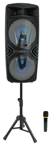 TECHNICAL PRO Technical Pro Dual 8" Rechargeable Karaoke Machine System w/Stand+Wireless Mic 