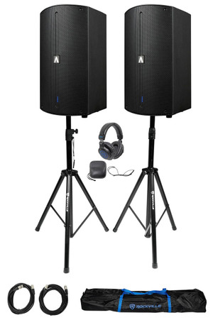 AMERICAN DJ 2 Avante Audio A10X 1000 Watt 10" 2-Way Powered DJ PA Speakers+Stands+Headphones 