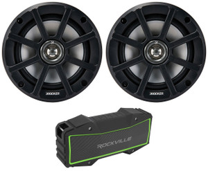 Kicker Pair KICKER 51PSC652 6.5" 120w Speakers For Motorcycle/ATV/UTV+Bluetooth Speaker 