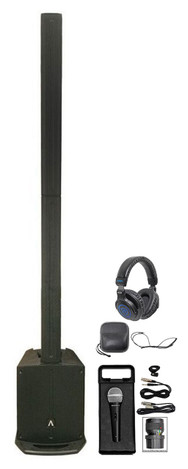 AMERICAN DJ Avante Audio ADJ AS8 ACDC 1000W Powered PA System Column Speaker+Headphones+Mic 