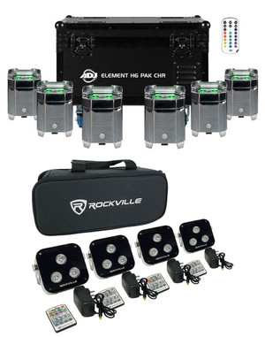 AMERICAN DJ American DJ Element H6 Pak Chr (6) RGBAW+UV Wireless DMX Lights+(4) Up-Lights 