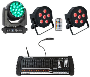 AMERICAN DJ American DJ Focus Flex L19 Wireless DMX Moving Head Light+Controller+Up-Light 