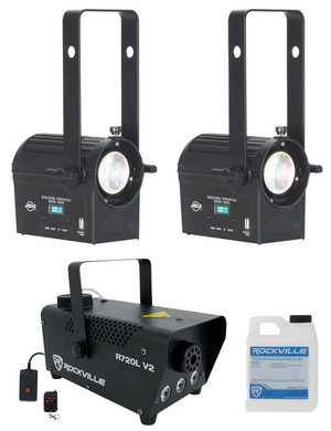 AMERICAN DJ (2) American DJ Encore Profile Mini WW Warm White Ellipsoidal Spot Lights+Fogger 