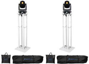 AMERICAN DJ (2) Eliminator Lighting ADJ Stryker Spot LED Moving Head Lights+Totem Stands 