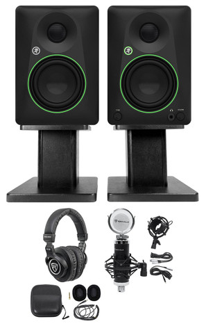 MACKIE 2 Mackie CR4.5BT 4.5" Studio Monitors+Tone Control+Mic+Headphones+Desktop Stands 