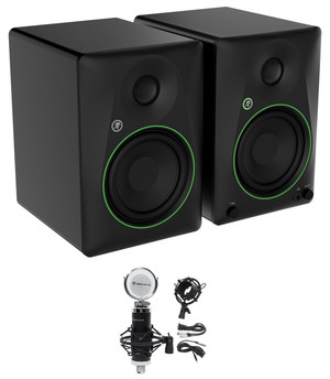 MACKIE 2 Mackie CR5BT 5.25" Powered Studio Monitors w/Tone Control+Recording Microphone 