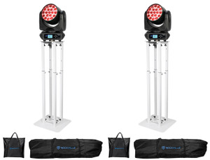 AMERICAN DJ 2) Eliminator Lighting ADJ Stryker Wash RGBW LED Moving Head Lights+Totem Stands 