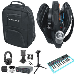 Rockville Portable Recording Kit w/Blue Controller+Interface+Headphones+Mic+Bag