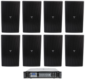 JBL (8) JBL Control 29AV 8" Indoor/Outdoor Commercial 70v Speakers+Amplifier 