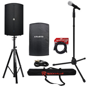  Avante Audio A12 1200W 12" Powered DJ PA Speaker w/DSP+Cover+Stands+Mic+Cable 