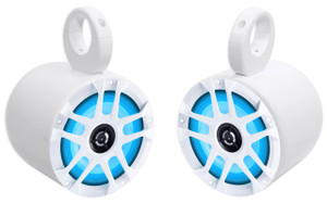 MEMPHIS AUDIO 2) Memphis Audio MXA60L 100w 6.5" Marine Boat White LED Wakeboard Tower Speakers 