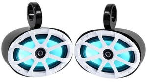 MEMPHIS AUDIO Pair Memphis Audio MXA69L 120w 6x9" Marine Boat Wakeboard Tower Speakers w/LED 