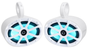 MEMPHIS AUDIO 2) Memphis Audio MXA69L 120w 6x9" Marine Boat White LED Wakeboard Tower Speakers 
