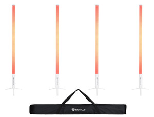  Rockville 4x ROCK SABER Recahrgeable DJ/Stage Pixel Tube Lights/Wireless DMX+Bag 