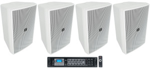 4 JBL CONTROL 31 White 70v Commercial Indoor/Outdoor 10" Wall Mount Speakers+Amp