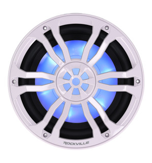 Rockville RM-PREMIUM104 WHITE Marine Boat 10" Free Air Subwoofer with RGB LED