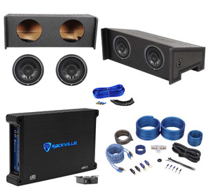 Dual Subwoofer Box+(2) Rockford 10" Subs+Amp Kit For Jeep Wrangler CJ7/YJ/TJ/JK