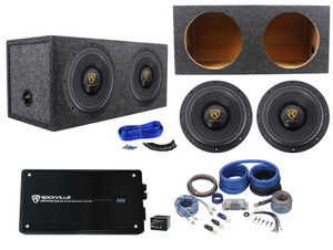 (2) Rockville W10K9D4 10" 6400w Subwoofers+Sealed Sub Box+Mono Amplifier+Amp Kit