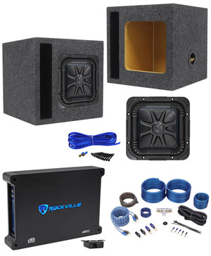 Kicker 44L7S8-4 8" Solobaric L7S Subwoofer+Vented Enclosure+Mono Amplifier+Wires
