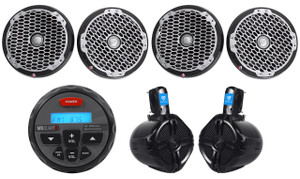 4 Rockford Fosgate Punch PM282B 8" 400W Marine/Boat Speakers+Receiver+Wakeboards