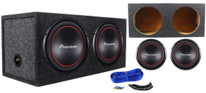 (2) Pioneer TS-W304R 12" 2600 Watt Car Subwoofers + Sealed Sub Box Enclosure